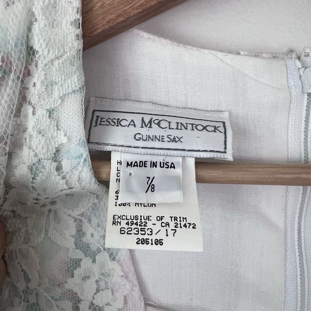 Vintage 80s Gunne Sax Jessica McClintock Pastel Floral Prairie Cottagecore Dress - Picture 6 of 14